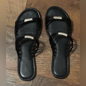 Universal Thread Black Sandals with Silver Accents
